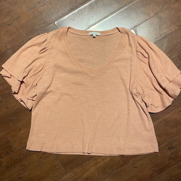 Brand NEW Z Supply Blake Slub Ruffle Top in Rose Mauve - Picture 3 of 7